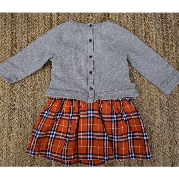Burberry Girls Plaid Sweatshirt Dress Check Red Gray Baby Size 2T - Picture 2 of 6